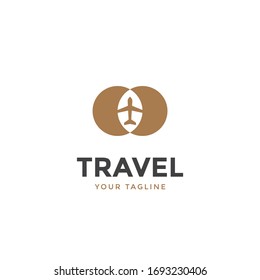 modern abstract travel logo template awesome, plane vector illustration