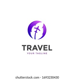 modern abstract travel logo template awesome, plane vector illustration