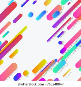 Modern abstract trendy neon lines background layout. Vivid colorful bright gradient plastic neon halftone shapes. Contemporary Wallpaper in a modern material design style. Vector illustration