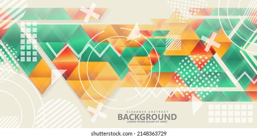 Modern abstract triangle background with combination hipster ornament for brochure, flyer or presentation design, vector illustration.