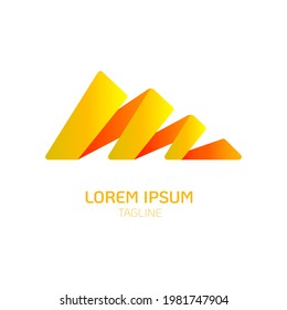 Modern abstract triangle line with gradient gold color. Identity, luxury, mountain logo design. Simple and creative modern typography. Used for branding, business, card, company, symbol and icon.