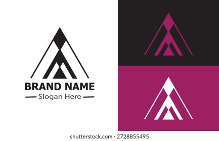 Design moderno do logotipo do triângulo abstrato, identidade da marca, isolado no fundo branco.
