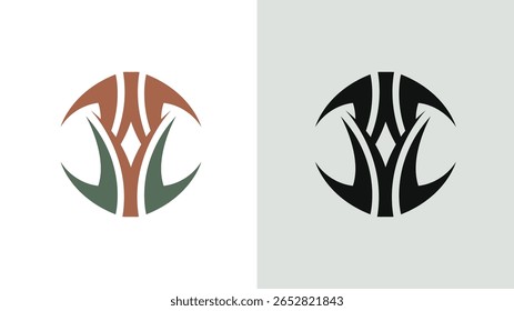 Design moderno do logotipo do círculo tribal abstrato na terra, ícone do vetor geométrico para branding, identidade de negócios, web, aplicativo, marketing, empresa criativa, emblema elegante e uso de design gráfico profissional