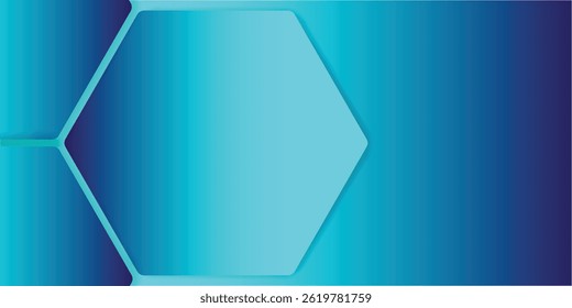 hexágono triplo abstrato moderno no fundo gradiente azul para cartaz, brochura, capa, site, banner.