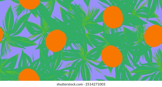 Modern abstract tropical collage pattern. Exotic polka dot seamless pattern. Hand drawn unique print.