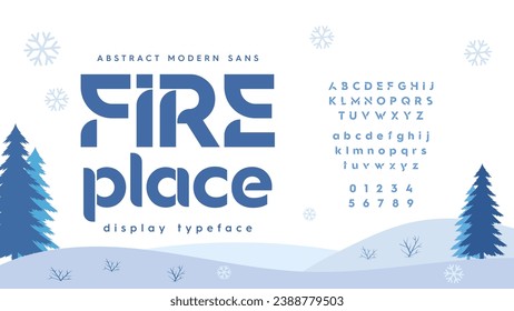 Modern abstract typography. Winter theme alphabet collection. Vector illustration 