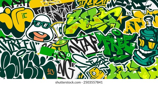 Bombardeo Urbana Abstractas moderno de la etiqueta engomada del estilo del graffiti con algún fondo de letras del arte de calle