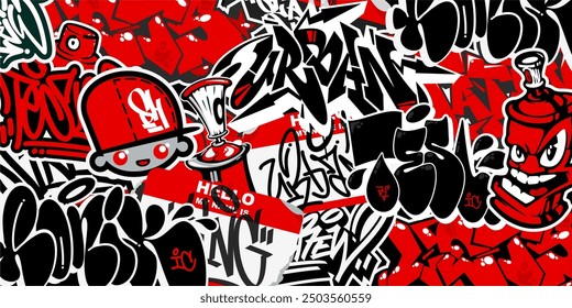 Bombardeo Urbana Abstractas moderno de la etiqueta engomada del estilo del graffiti con algún fondo de letras del arte de calle