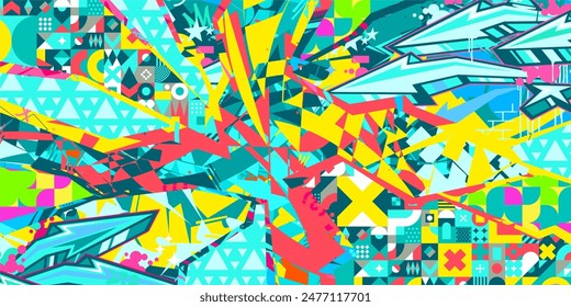 Modern Abstract Urban Street Art Graffiti Style Vector Collage Illustration Background Template