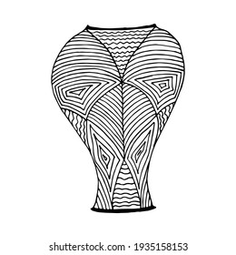 Modern abstract vase. Coloring page. Doodle poster. Stock vector illustration.