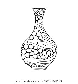 Modern abstract vase. Coloring page. Doodle poster. Stock vector illustration.