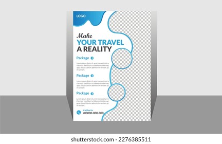Modern abstract vector A4 travel flyer design templete with colorful and wonderful shapes. 