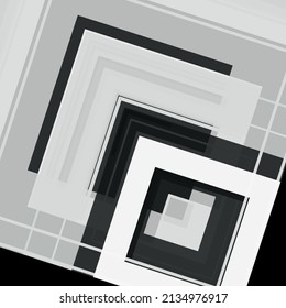Modern abstract vector artwork made with various simple geometric forms and monochrome graphics elements useful for poster, cover, art, presentation, prints, fabric, wallpaper and etc.