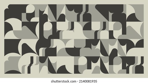 Arte vectorial abstracto moderno hecho con formas geométricas simples y elementos gráficos monocromos útiles para afiches, cubiertas, arte, presentación, impresiones, tela, papel pintado, etc.
