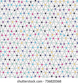 Modern abstract vector backdrop with irregular wireframe network. Colorful background with connected dots. Illustration in naive style for kids. Element of design for children's book.