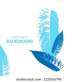 Modern abstract vector background with blue leaf print.  Autumn leaf texture. 