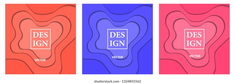 Modern abstract vector background with coral, blue, and pink color set on 3d paper cut outs use for templates business presentation designs, leaflets, posters, and invitations EPS 10 - Vector