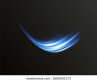 Modern abstract vector background with glowing neon lines, sparkles, and flare effects. Blue and black stylish design with shimmer, glistering light, and energy motion trail for dynamic banners