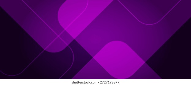 Moderner abstrakter Vektorhintergrund mit geschichteten geometrischen Formen in satten violetten Tönen, mit weichen Kurven und diagonalen Formen für einen eleganten digitalen Look.