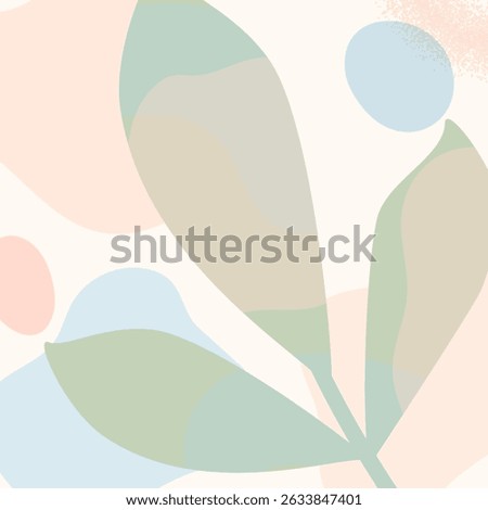 Modern abstract vector background with organic botanical shapes, pastel tones, and soft textures. Ideal template for posters, banners, branding, packaging, or social media design in a minimal style.
