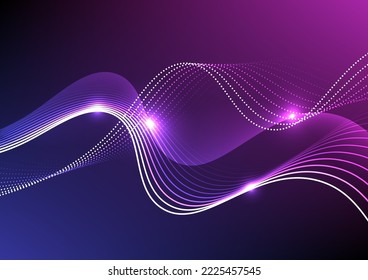 Modern abstract vector background of purple and blue gradient flowing wave lines. Futuristic technology illustration concept.