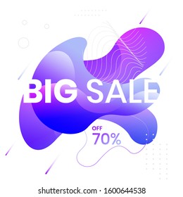 Modern abstract vector banner. BIG SALE 70% OFF, Flat geometric liquid. Modern vector template, Template for the design of a social media, flyer or presentation. 