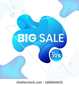 Modern abstract vector banner. BIG SALE 30% OFF, Flat geometric liquid. Modern vector template, Template for the design of a social media, flyer or presentation. 