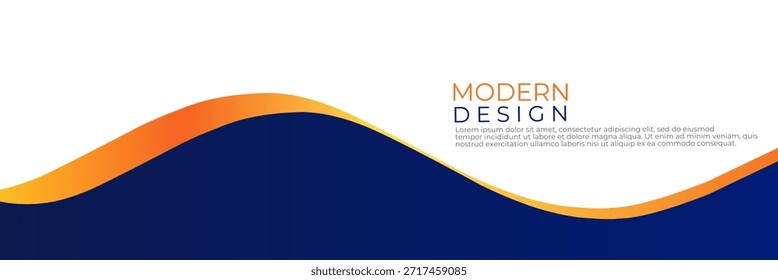 Modern abstract vector banner with blue and orange wavy shapes for web header and corporate background.