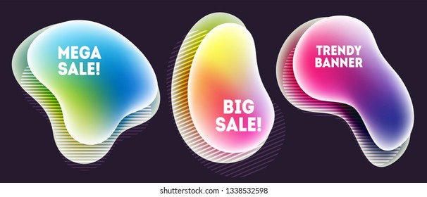Modern abstract vector banner collection. Flat geometric liquid forms with various colors. Futuristic vector templates, templates for logo, flyer or presentation designs. 