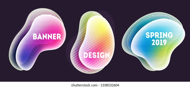 Modern abstract vector banner collection. Flat geometric liquid forms with various colors. Futuristic vector templates, templates for logo, flyer or presentation designs. 