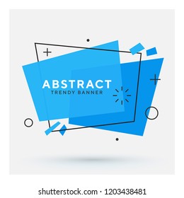 Modern abstract vector banner. Flat geometric shapes of different colors with black outline in memphis design style. Template ready for use in web or print design.