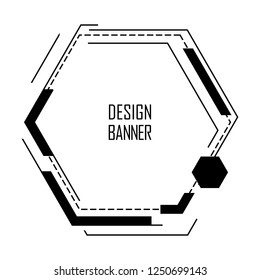 Modern abstract vector banner. Flat geometric hexagon shaped frame. Template ready for use in web or print design. Vector clip art.