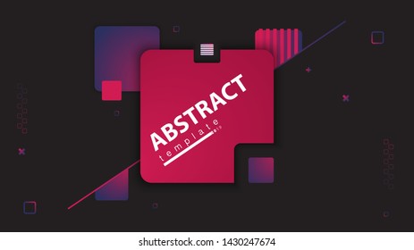 Modern abstract vector banner. Flat geometric square shapes with rounded corners. Red color, gradient. Vector template, logo design, flyer or presentation template. Squares and Strips, text, EPS 10
