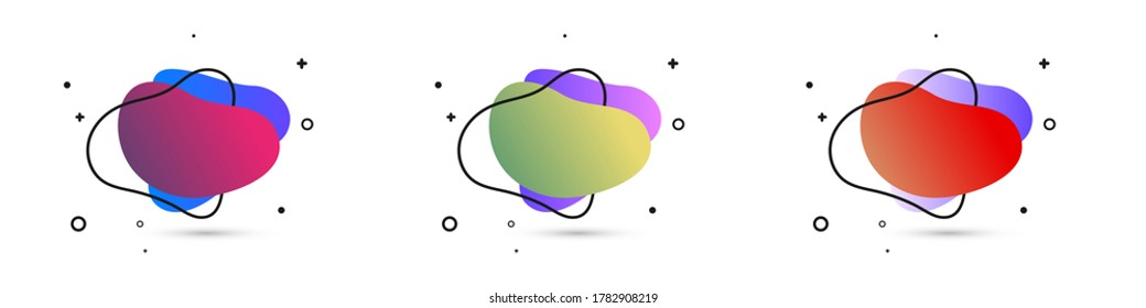 Modern abstract vector banner. Flat geometric shapes with black outline in memphis design style. Vector illustration for web or print design