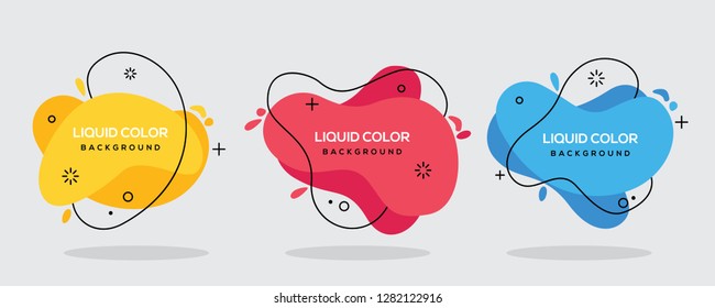 Modern abstract vector banner set. Flat geometric liquid form with various colors with black lines in the design. Modern vector template. EPS 10