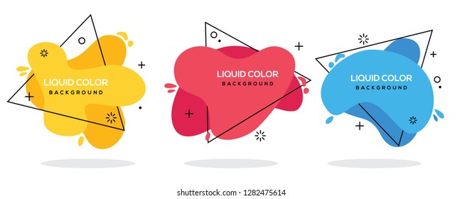 Modern abstract vector banner set. Flat geometric liquid form with various colors with black lines in the design. Modern vector template. EPS 10