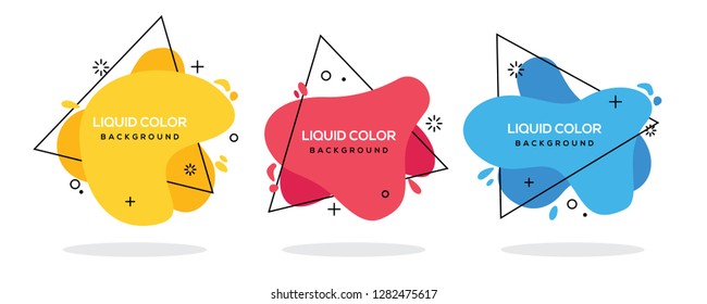 Modern abstract vector banner set. Flat geometric liquid form with various colors with black lines in the design. Modern vector template. EPS 10