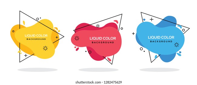 Modern abstract vector banner set. Flat geometric liquid form with various colors with black lines in the design. Modern vector template. EPS 10