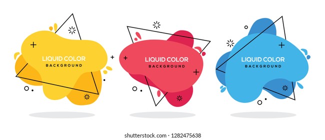 Modern abstract vector banner set. Flat geometric liquid form with various colors with black lines in the design. Modern vector template. EPS 10