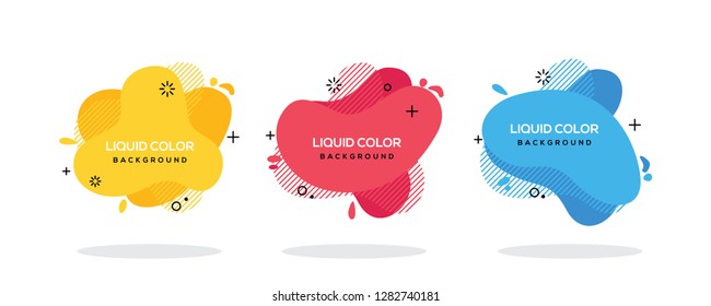 Modern abstract vector banner set. Flat geometric liquid form with various colors. Modern vector template,  Template for the design of a logo, flyer or presentation. EPS 10