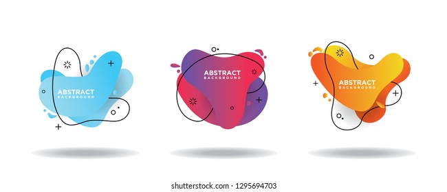Modern abstract vector banner set. Flat geometric liquid shapes with various colors. Modern vector templates, templates for logo, flyer or presentation designs. EPS 10
