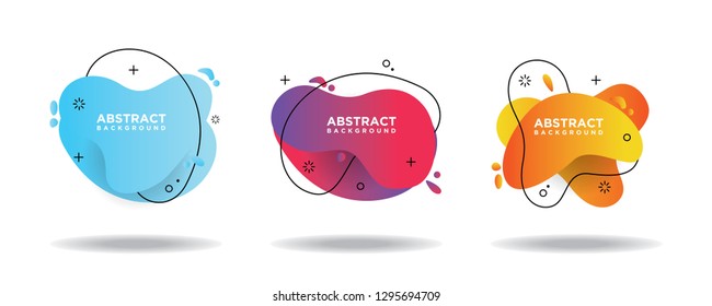 Modern abstract vector banner set. Flat geometric liquid shapes with various colors. Modern vector templates, templates for logo, flyer or presentation designs. EPS 10