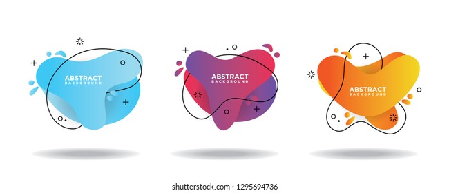 Modern abstract vector banner set. Flat geometric liquid shapes with various colors. Modern vector templates, templates for logo, flyer or presentation designs. EPS 10