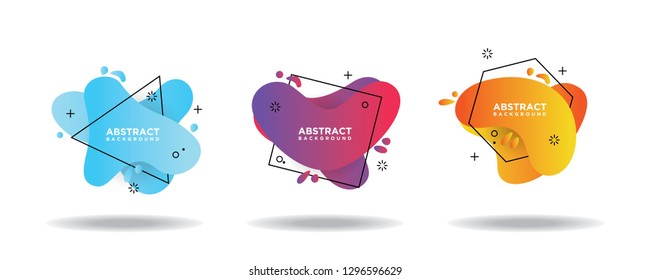 Modern abstract vector banner set. Flat geometric liquid shapes with various colors. Modern vector templates, templates for logo, flyer or presentation designs. EPS 10