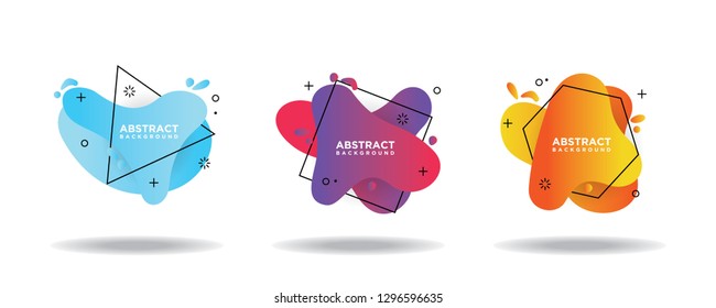 Modern abstract vector banner set. Flat geometric liquid shapes with various colors. Modern vector templates, templates for logo, flyer or presentation designs. EPS 10