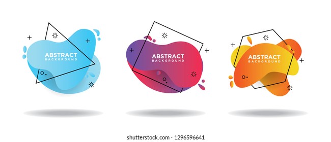 Modern abstract vector banner set. Flat geometric liquid shapes with various colors. Modern vector templates, templates for logo, flyer or presentation designs. EPS 10