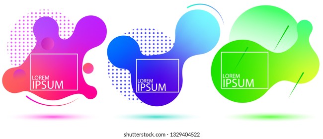 Modern abstract vector banner set. Gradient abstract banners with flowing liquid shapes. Template for the design of a logo, flyer or presentation.