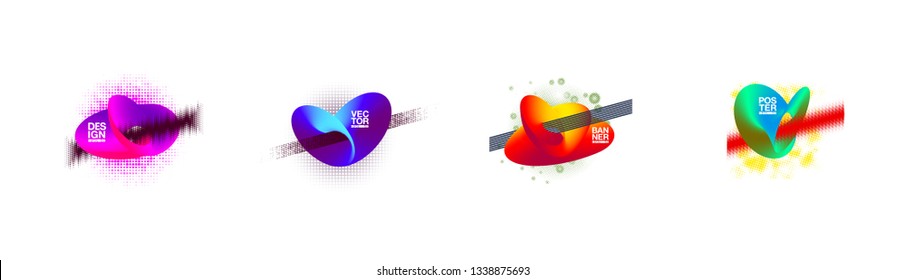 Modern abstract vector banner set. Flat geometric liquid shapes with various colors. Modern vector templates, templates for logo, flyer or presentation designs. EPS 10