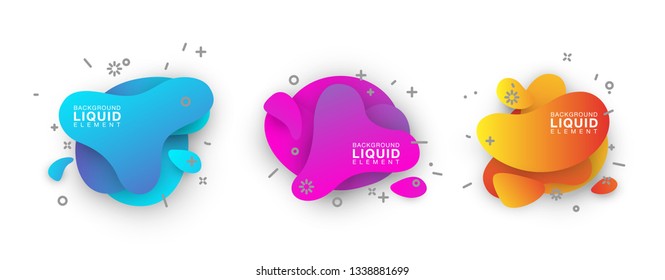 Modern abstract vector banner set. Flat geometric liquid shapes with various colors. Modern vector templates, templates for logo, flyer or presentation designs. EPS 10