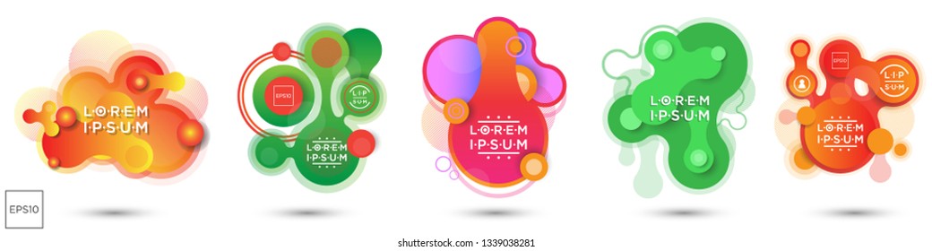Modern abstract vector banner set. Flat colorful geometric liquid shapes. Badges templates for logo, flyer or presentation design. EPS 10